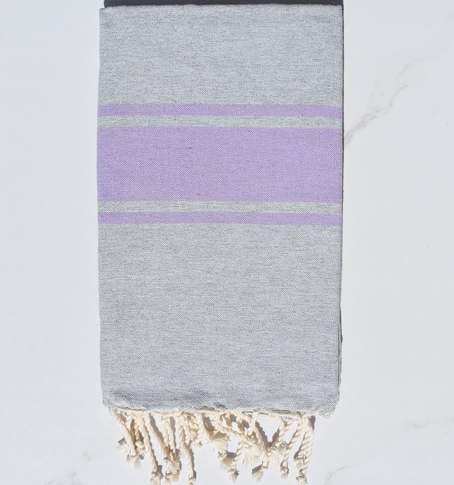 Fouta gris bandes parme Fouta Tunisia - 3