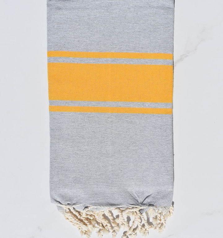 Fouta gris bandes jaune Fouta Tunisia - 3