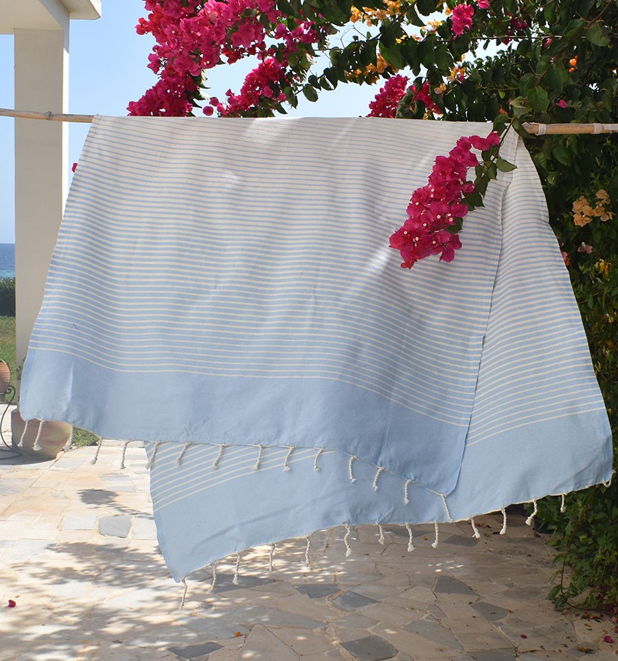 Fouta Portofino en Coton Recyclé bleu ciel Fouta Tunisia - 2