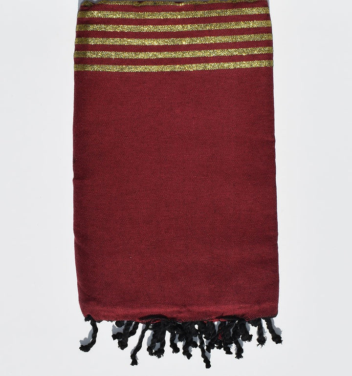 Grande fouta bordeaux à lurex doré