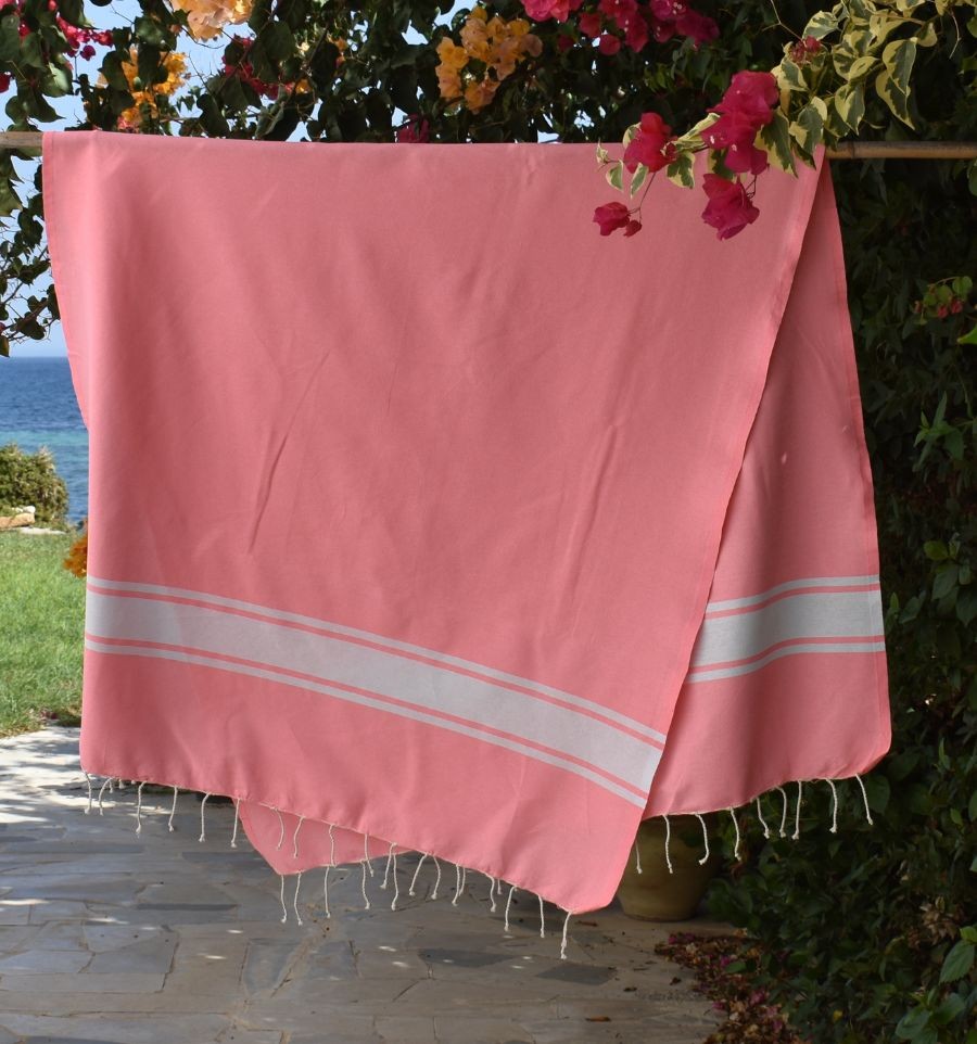 Neon pink recycled cotton beach towel