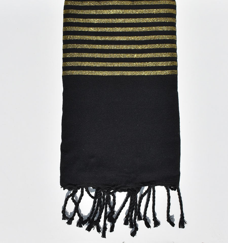 Großes Strandtuch Schwarz Lurex Gold