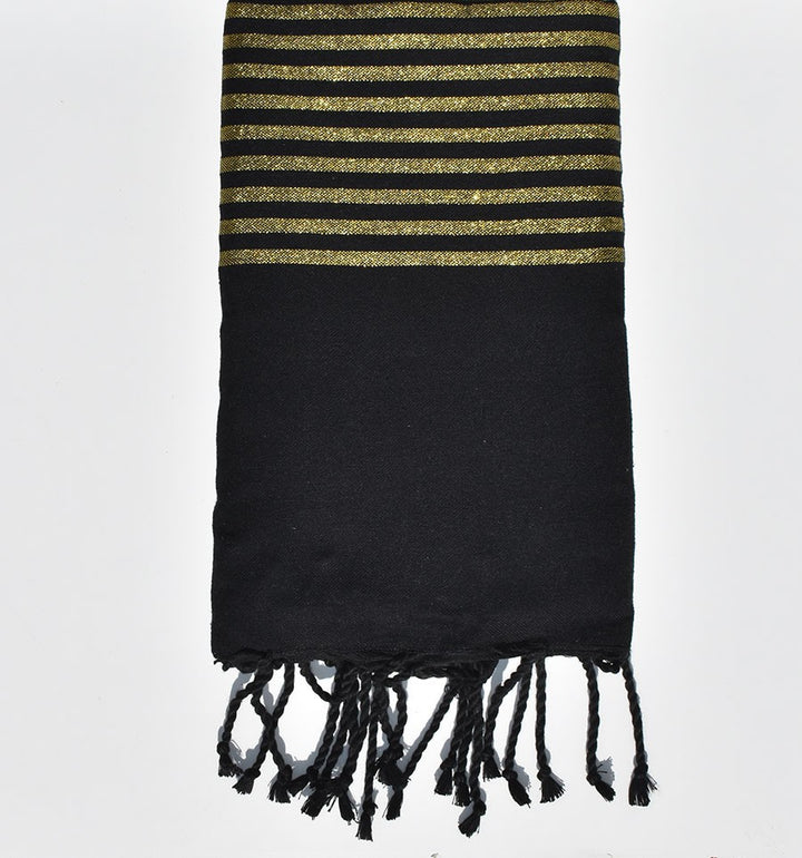 Large black beach towel gold lurex