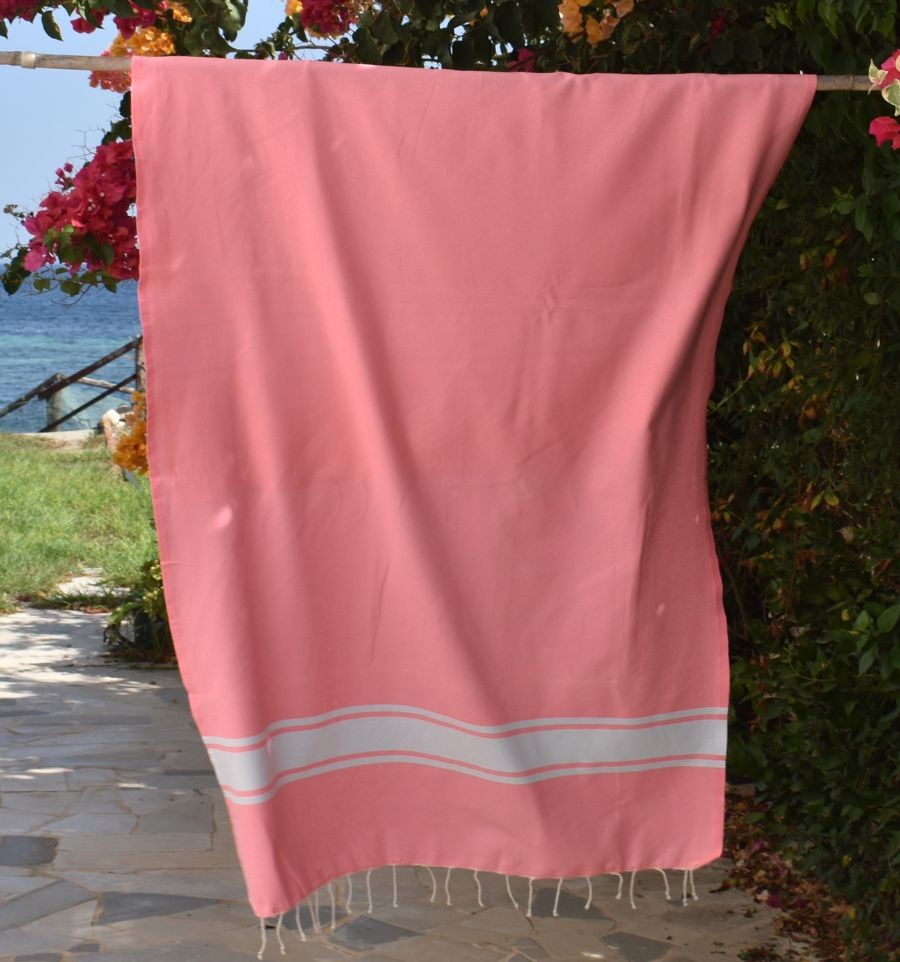 Neon pink recycled cotton beach towel