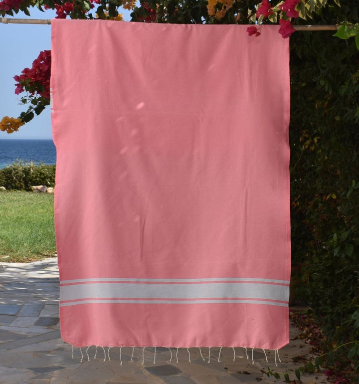Neon pink recycled cotton beach towel