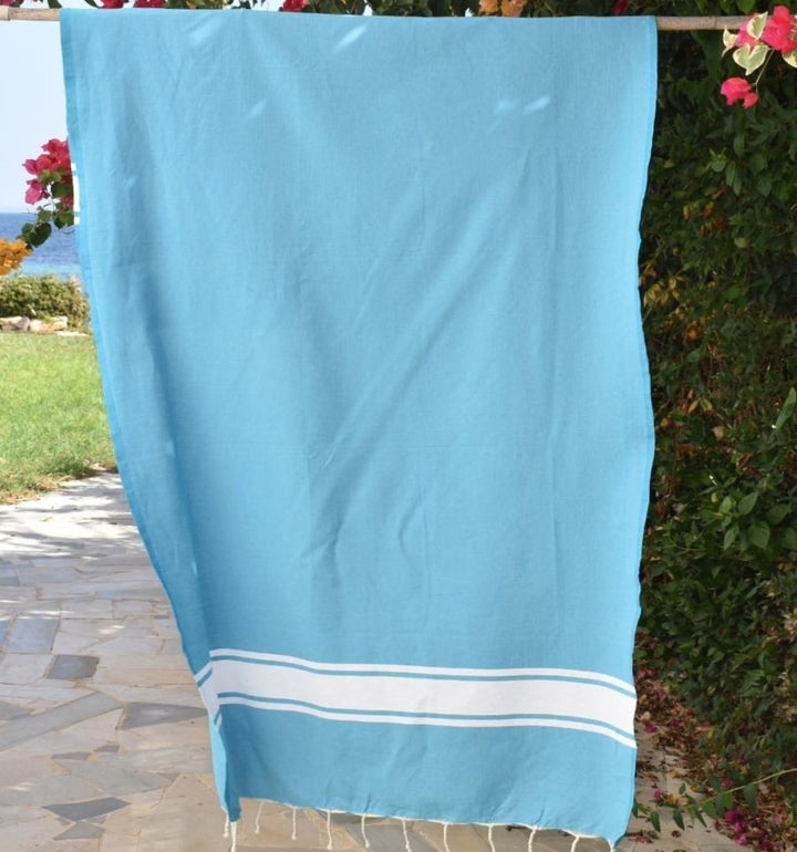 Telo mare in cotone riciclato blu azzurro