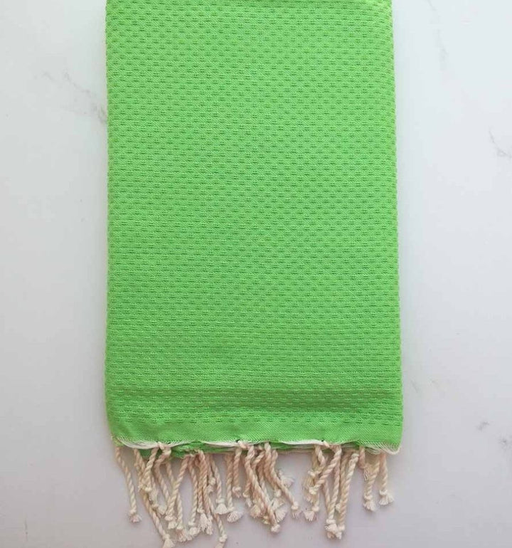 FOUTA nid d'abeille unie vert primaire