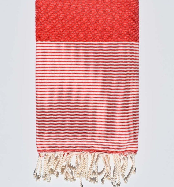 Fouta nid d'abeille rouge