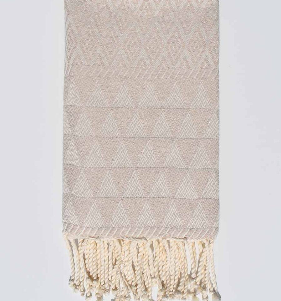 Beach Towel Jaquard Diamond Beige