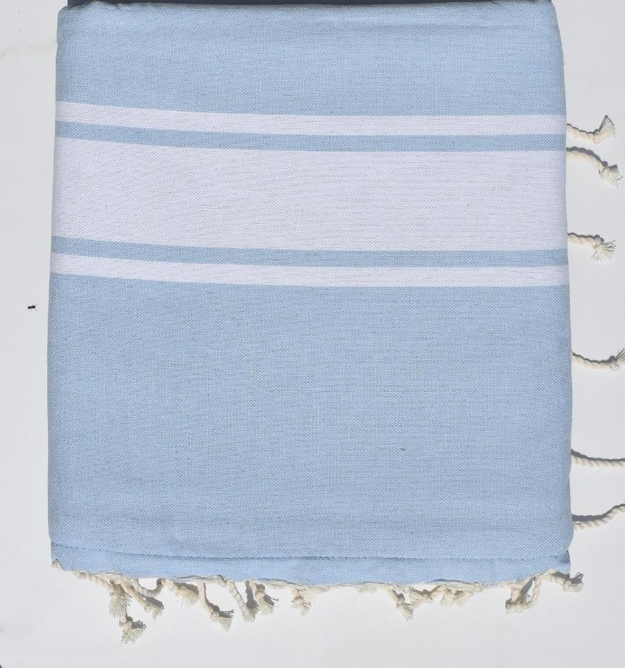 Fouta bleu clair doublée éponge grise