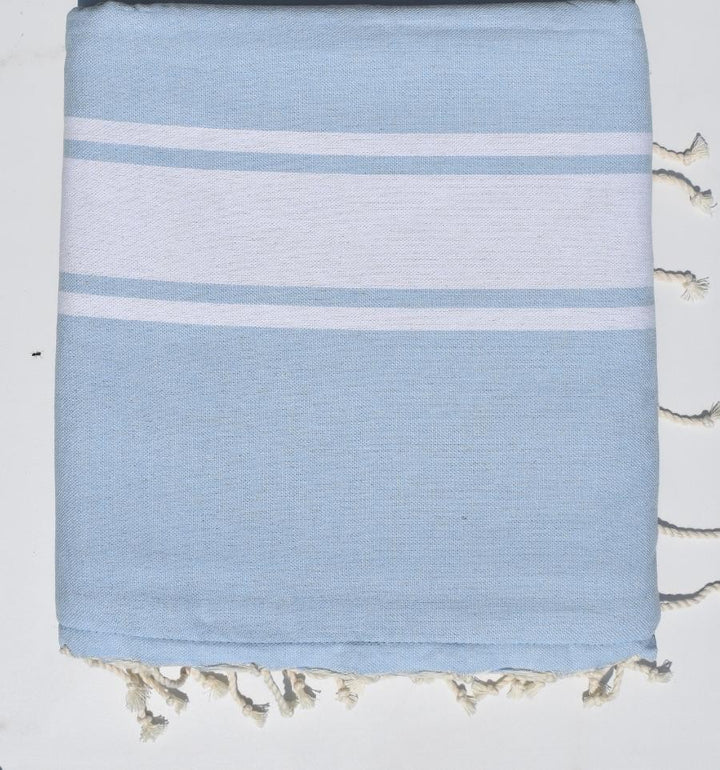 Fouta bleu clair doublée éponge grise