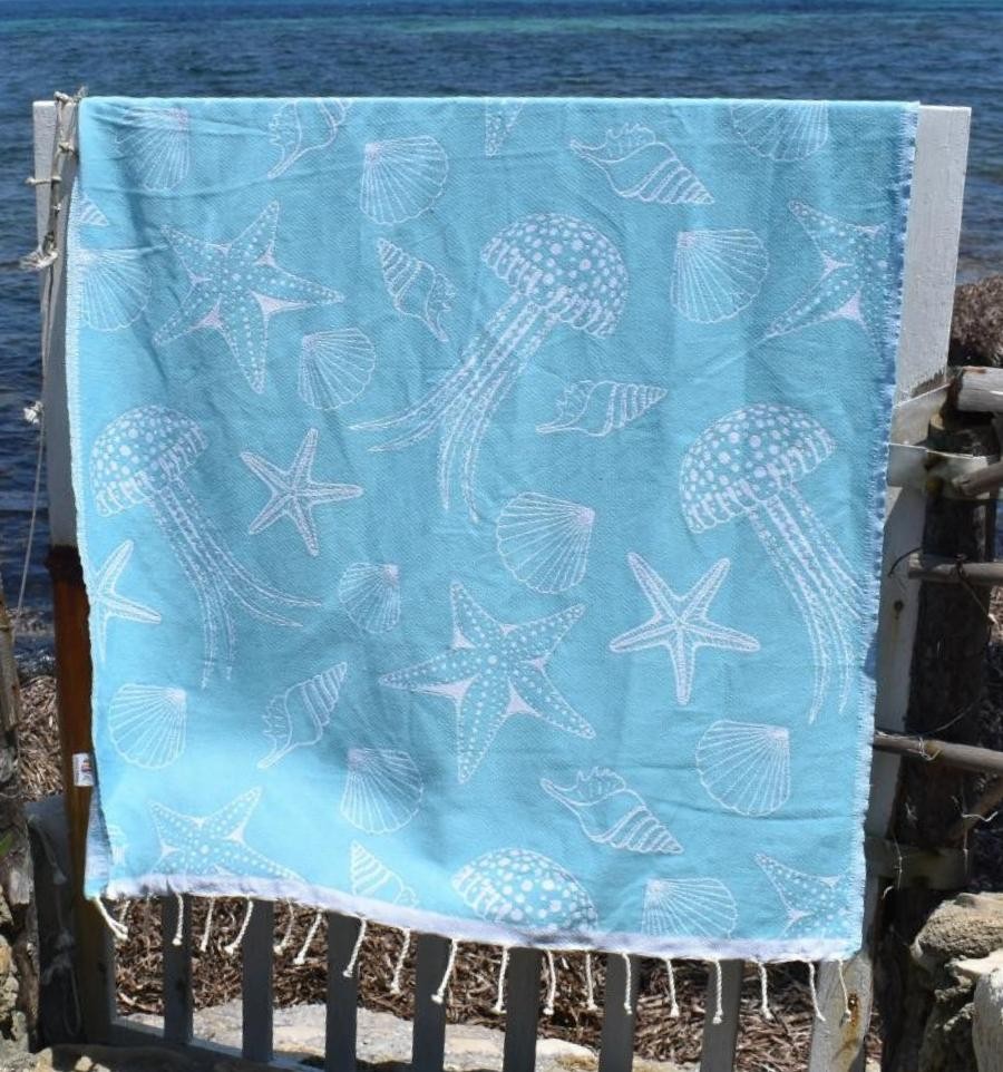 Fouta Fidji bleu turquoise