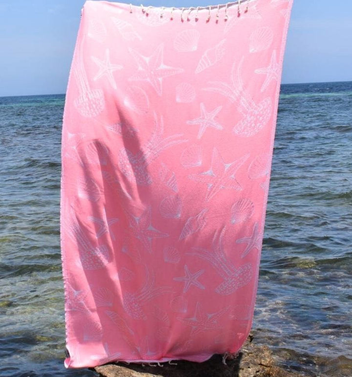 Fouta Fidji rose fluo