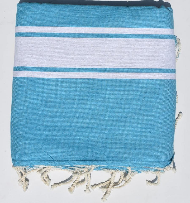 Fouta bleu azur doublée éponge grise