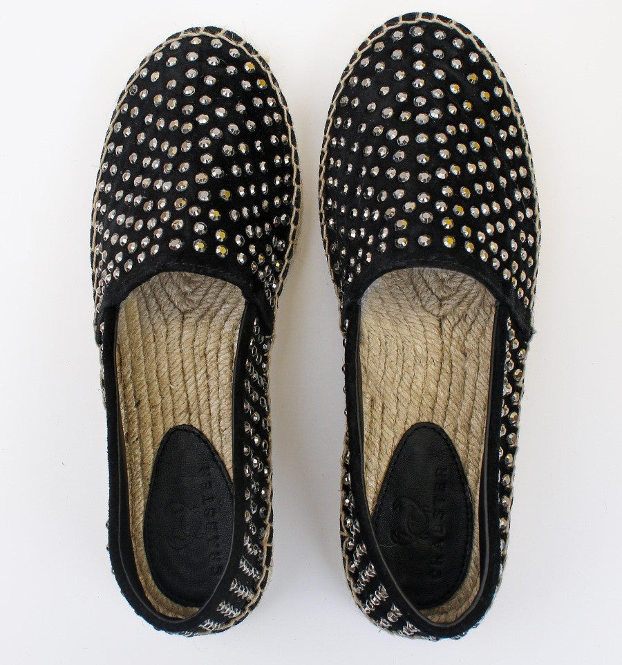 Espadrilles femme noires à clous