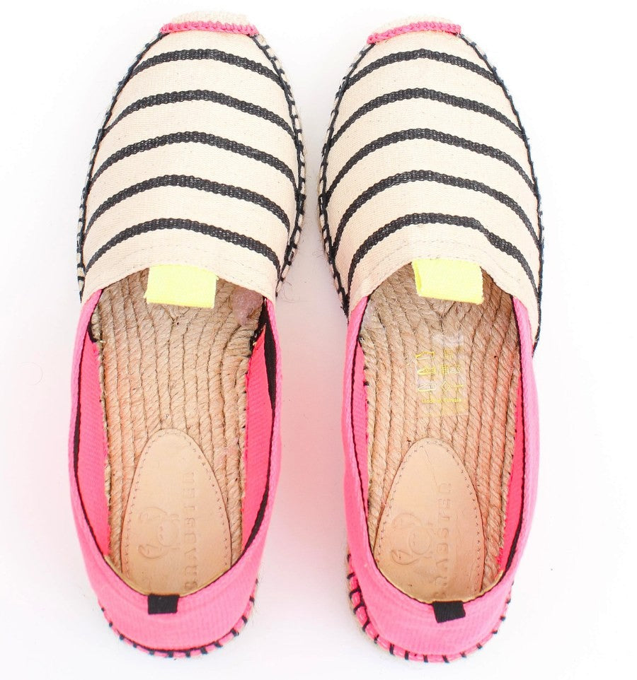 Espadrille rose fluo avec rayures