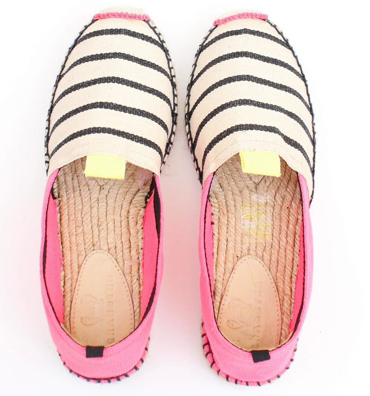Espadrille rose fluo avec rayures