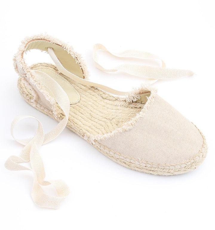 Espadrilles beiges à rubans