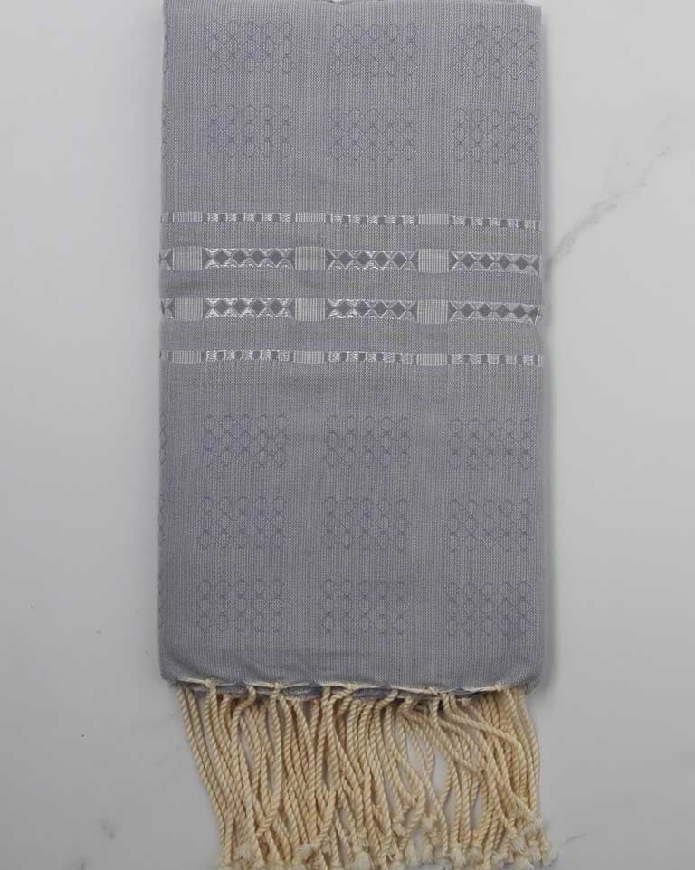 Fouta thalasso bleu horizon avec motifs gris 