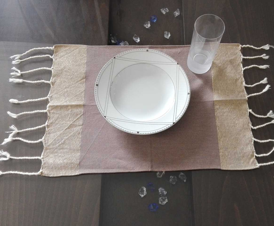 Mini fouta taupe au fil lurex doré 