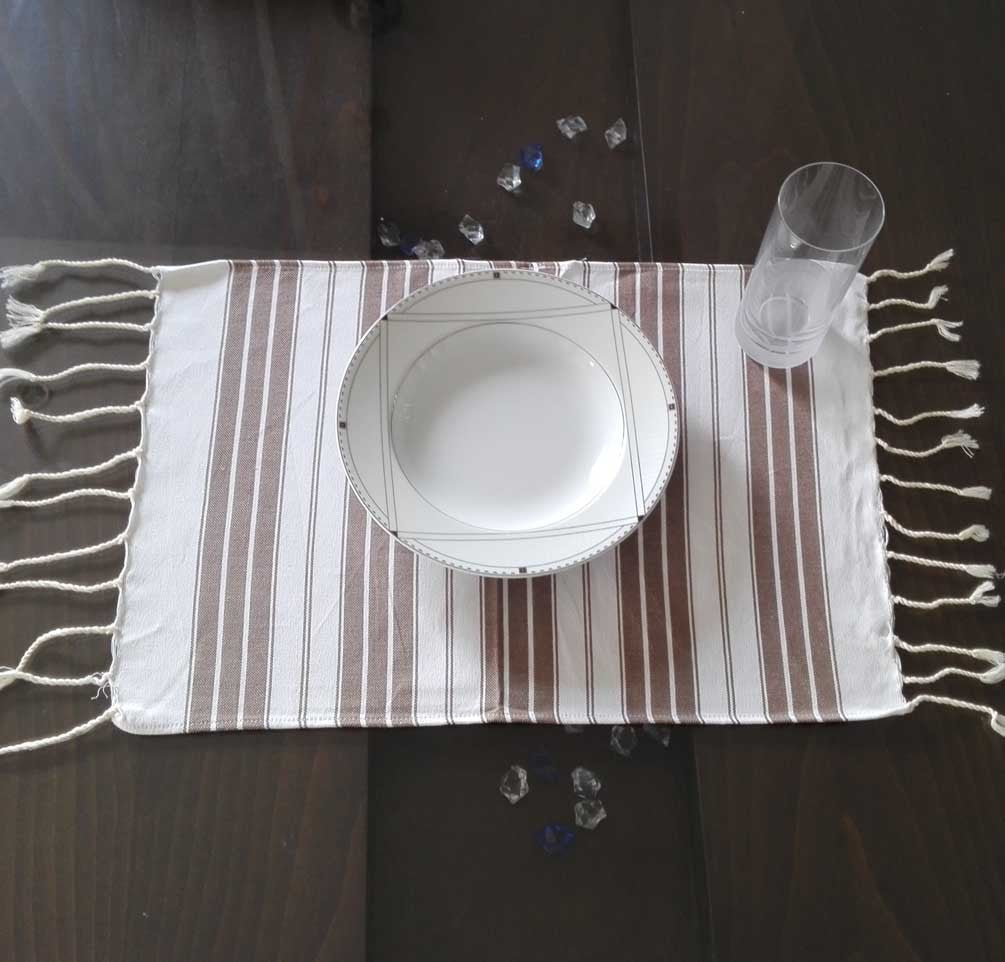 Mini fouta blanc et marron 