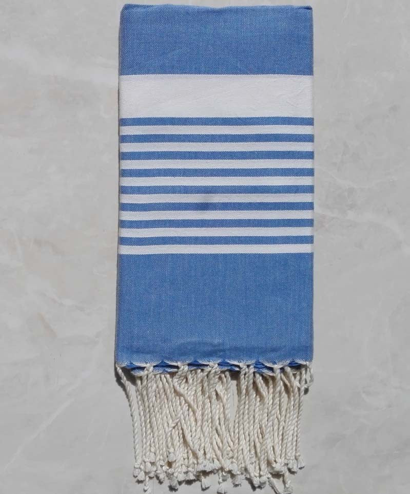 Fouta arthur bleu roi rayée blanc 