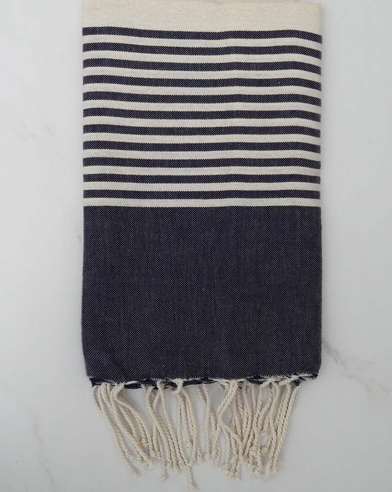 Fouta arthur bleu jean foncé avec rayures 