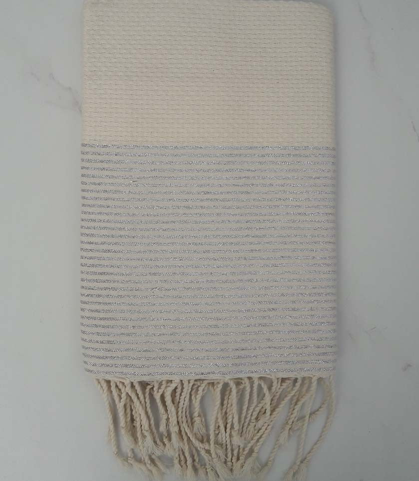 Fouta lurex blanc crème 