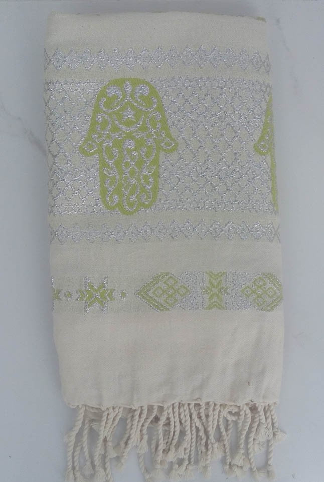 Fouta Khomsa jaune chartreuse 