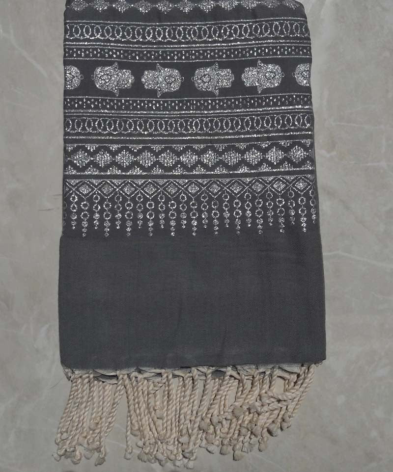 Fouta khomsa vert gris 1.35m*2.3m 
