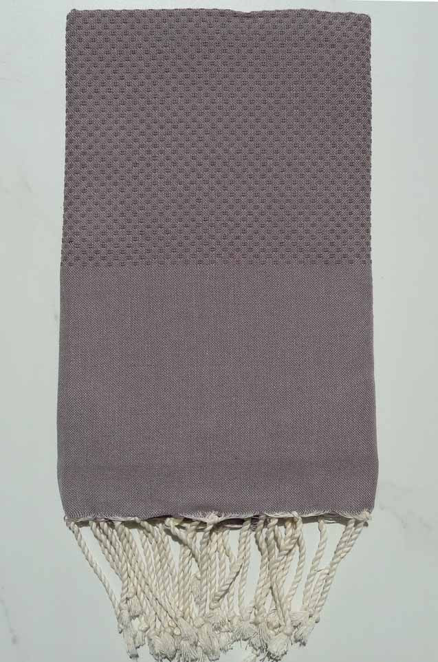 Fouta nid d'abeille unie taupe violet 