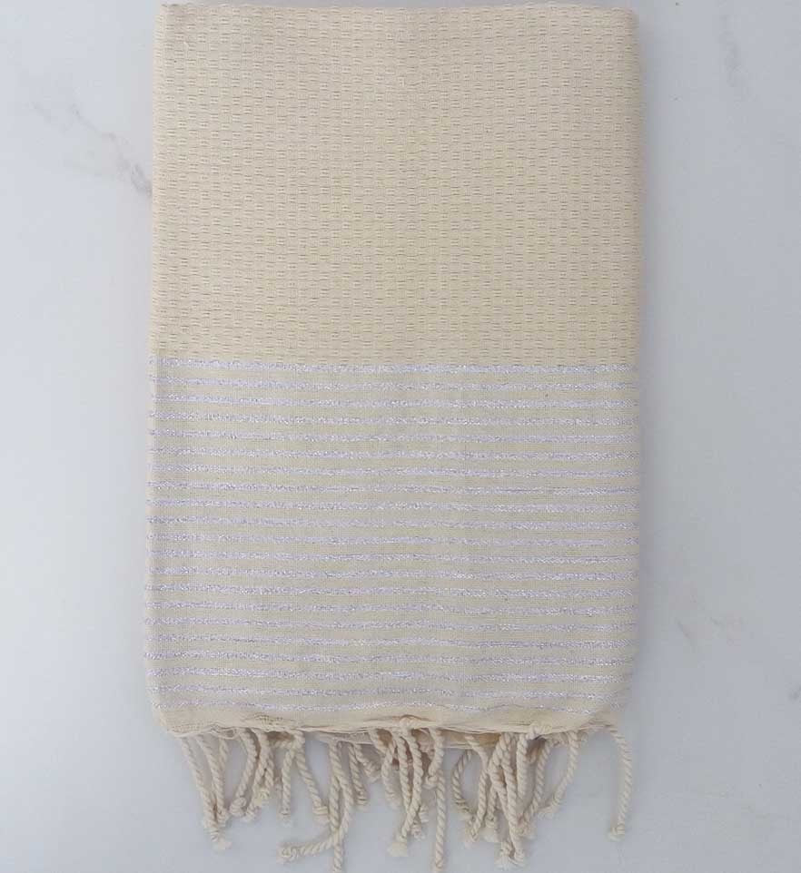 Fouta Lurex nid d'abeille écru 
