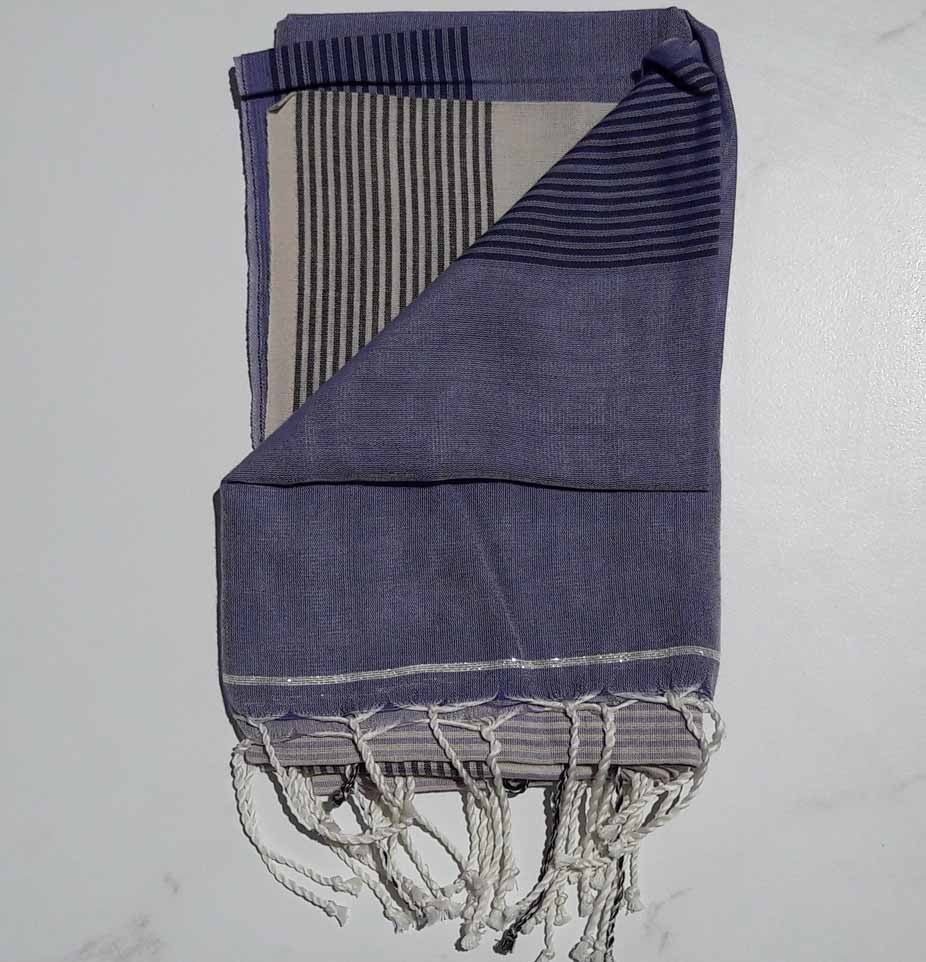 Paréo violet, écru et glycine 