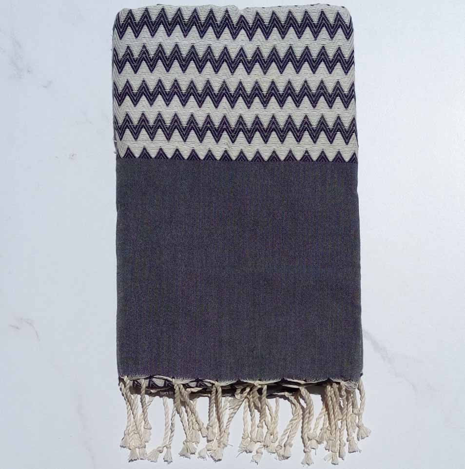 Fouta zigzag gris foncé 