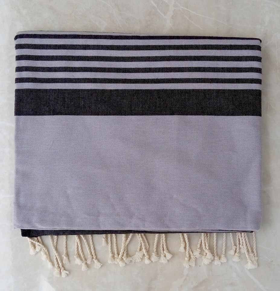 Jeté gris horizon rayée anthracite 