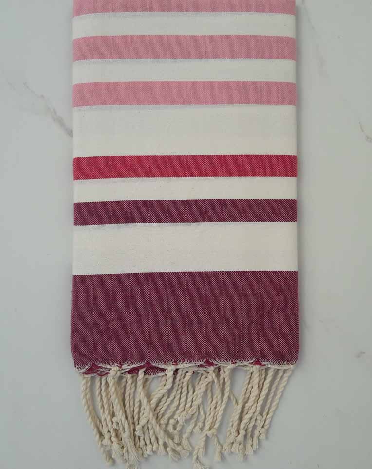 Fouta rose blanc et mauve 
