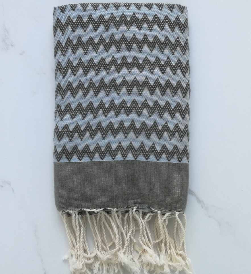 Fouta zigzag vert et bleu 