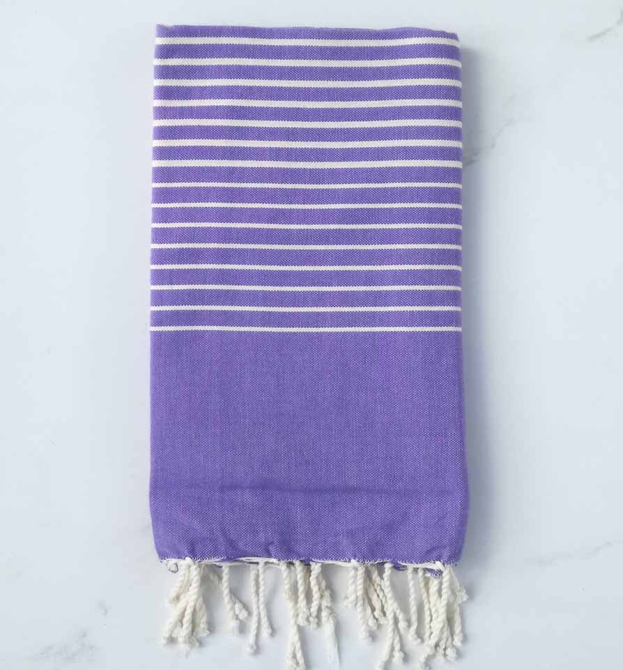 Fouta Plate améthyste avec rayures 