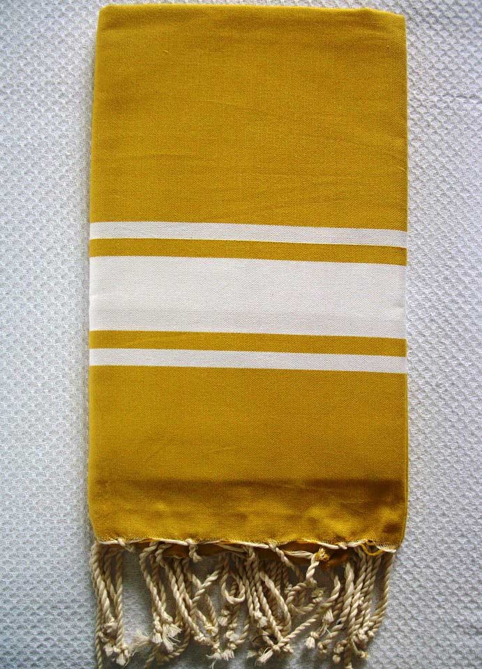 Fouta Plate jaune ocre 