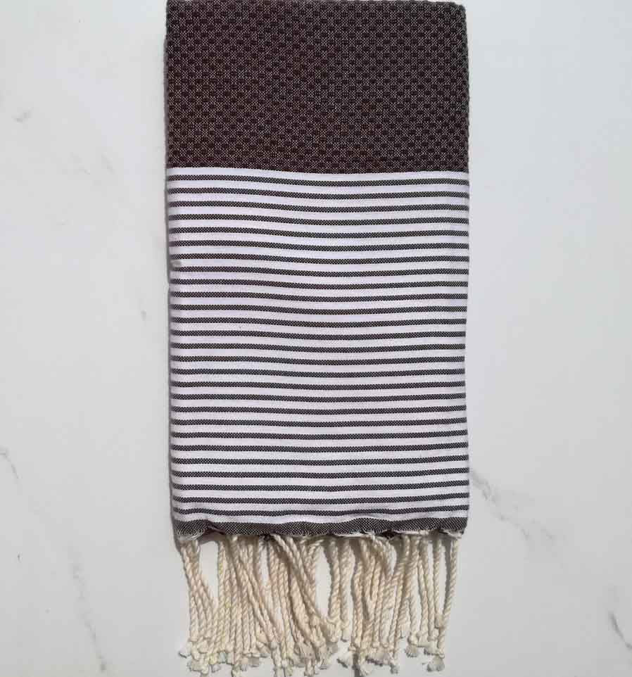 Fouta nid d'abeille marron foncé 
