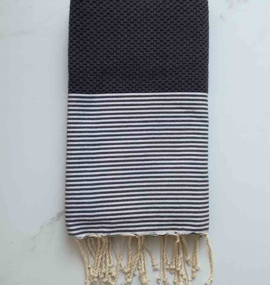 Fouta nid d'abeille gris bleu 