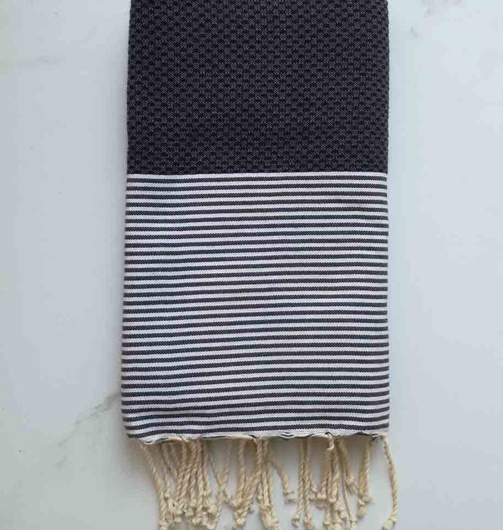 Fouta nid d'abeille gris bleu 