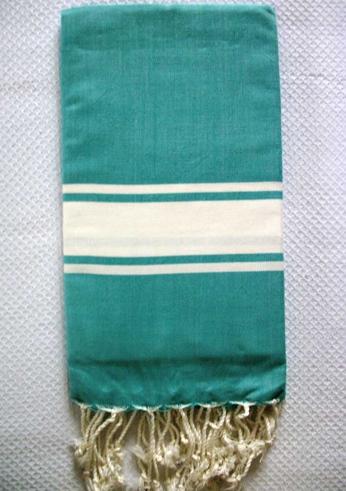 Fouta Plate bleu paon 