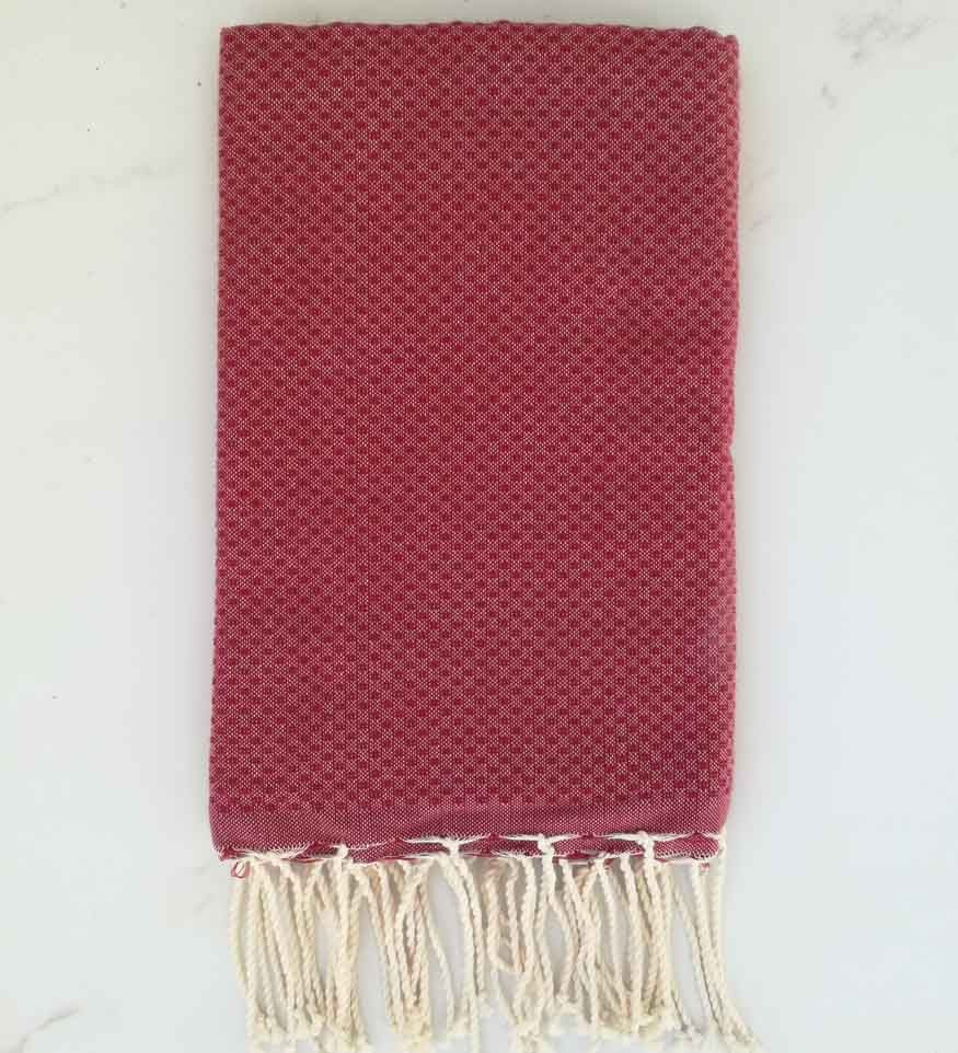 FOUTA nid d'abeille unie prune 