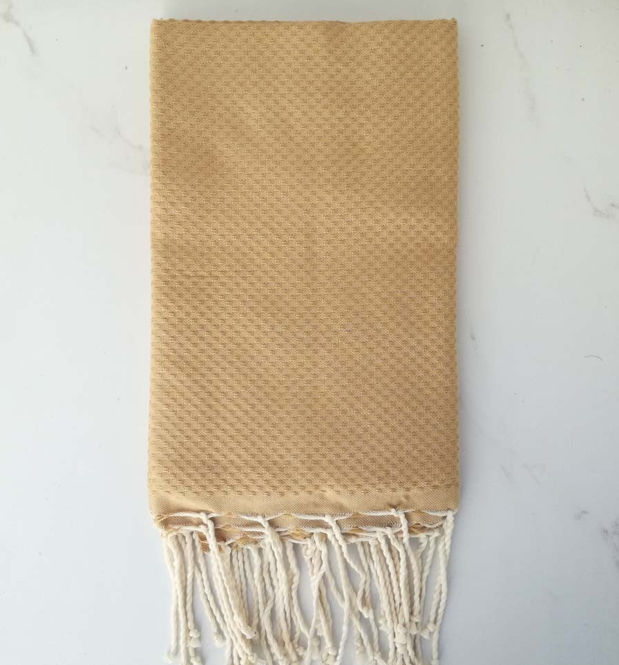 FOUTA nid d'abeille unie bronze 