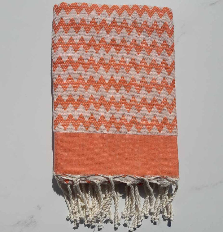Fouta zigzag orange corail 