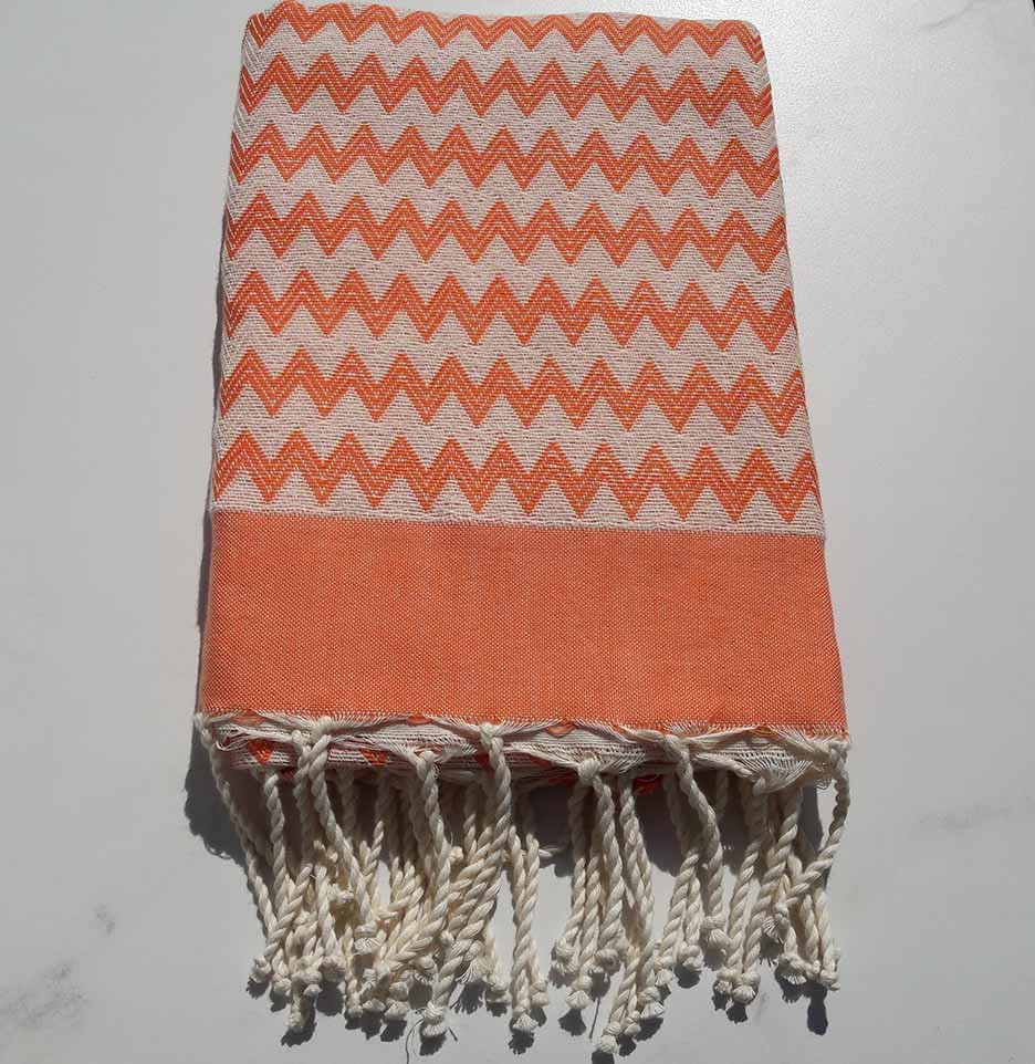 Fouta zigzag orange corail 