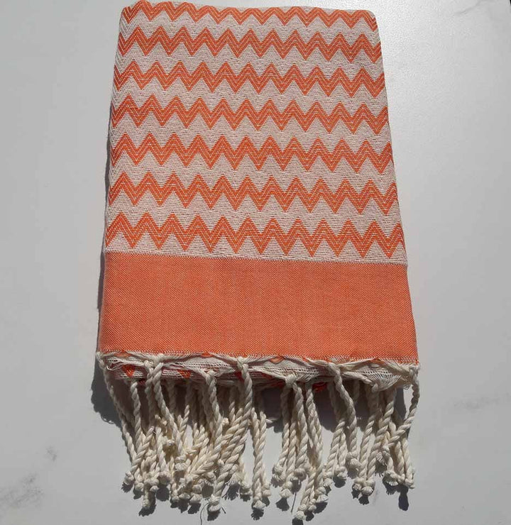Fouta zigzag orange corail 