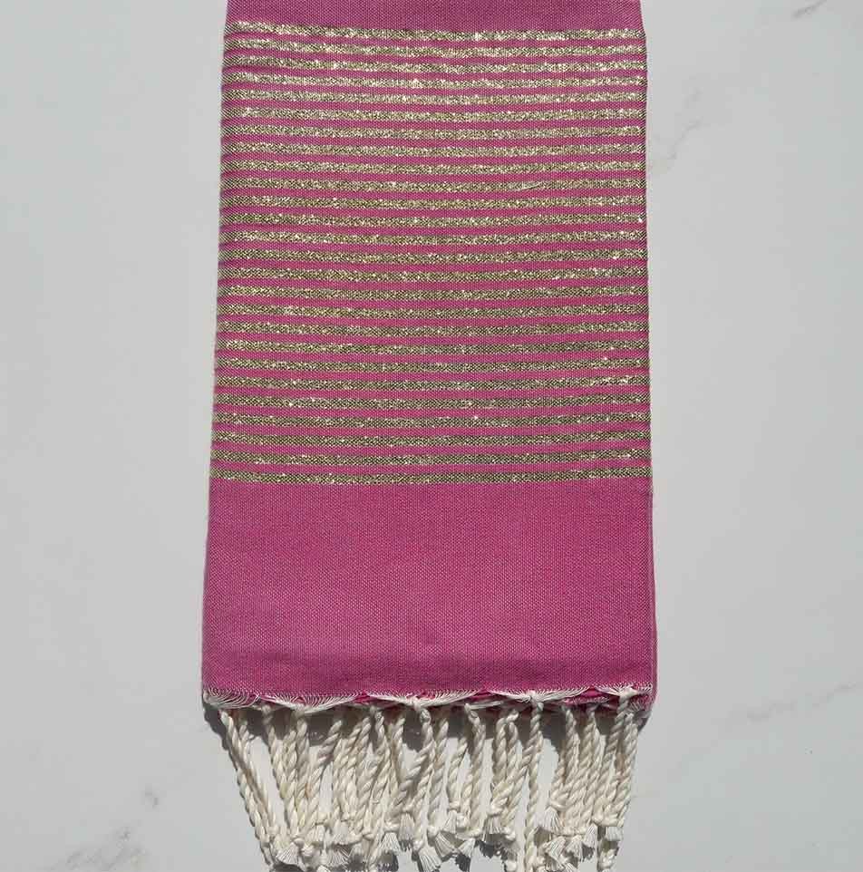 Fouta Lurex plate rose foncé 