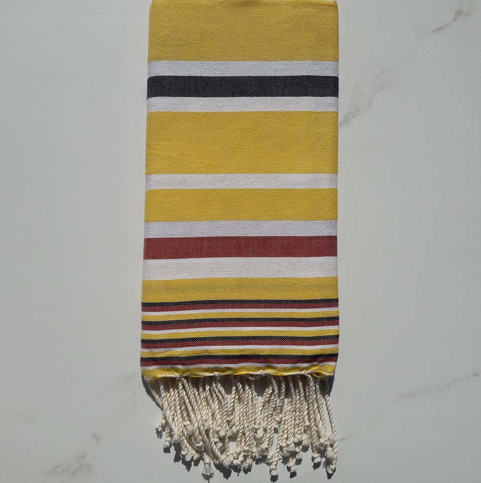 Fouta Dina jaune avec rayures 